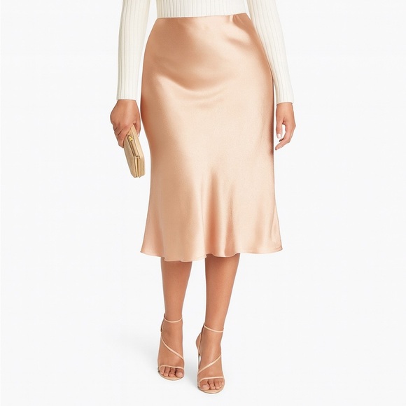 NWT Vince Plus Size Elegant Side Slit Satin Midi Skirt Yarrow Champagne Sz XXXL - Picture 1 of 7